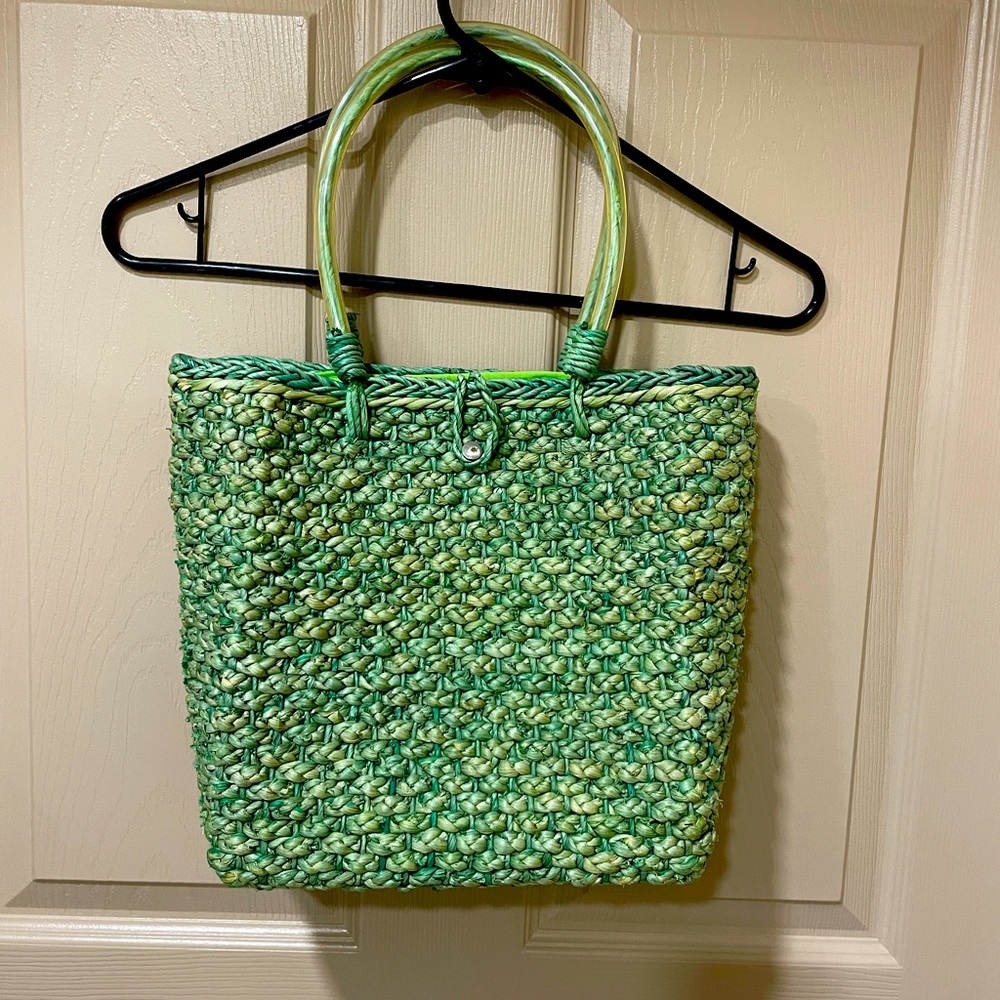 Charter Club beach bag. Clean and pretty. Unique handles. Tropical Vacation Boho